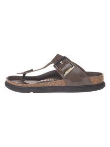 Birkenstock Skórzane japonki "Gizeh" w kolorze brązowym rozmiar: 36. Brązowe klapki Birkenstock, bez wzorów, ze skóry, z otwartym noskiem, bez obcasa. Za 487,72 zł.