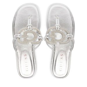 Japonki Guess. Szare klapki Guess, z aplikacjami, bez obcasa. Za 382,99 zł.
