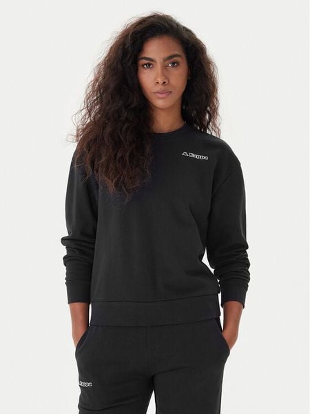 Kappa Bluza Logo Fekka 371M5EW Czarny Regular Fit. Czarne bluzy Kappa, m, bez wzorów, z bawełny, bez kaptura. Za 68,99 zł.