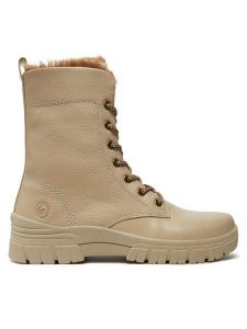 Remonte Trzewiki D0E72-60 Beżowy. Brązowe botki Remonte, bez wzorów, ze skóry, bez obcasa, na płaskiej podeszwie, bez zapięcia. Za 314,99 zł.