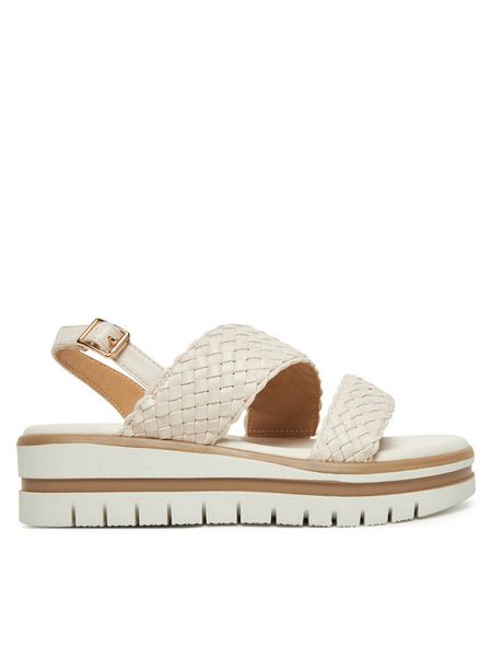 Clara Barson Sandały WS2510-06 Écru. Sandały Clara Barson, bez wzorów, z materiału, bez obcasa, na koturnie, bez zapięcia. Za 95,99 zł.