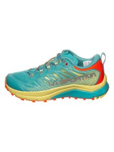 LA SPORTIVA Buty "Jackal II" w kolorze turkusowo-żółtym do biegania rozmiar: 38. Żółte buty sportowe La Sportiva, bez wzorów, z materiału, bez zapięcia, do biegania. Za 351,38 zł.