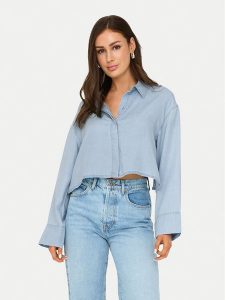 ONLY Koszula Charis 15337929 Niebieski Regular Fit. Niebieskie koszule ONLY, xl, bez wzorów, z lyocellu, bez kołnierzyka, bez ramiączek. Za 69,99 zł.