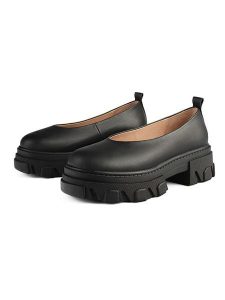 Loft37 Skórzane baleriny "Straight Up" w kolorze czarnym rozmiar: 39. Czarne balerinki Loft37, bez wzorów, bez obcasa, na platformie, bez zapięcia. Za 414,95 zł.