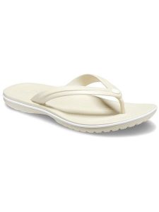 Crocs Japonki "Crocband" w kolorze kremowym rozmiar: 46/47. Brązowe klapki Crocs, bez wzorów, z otwartym noskiem, bez obcasa. Za 92,21 zł.