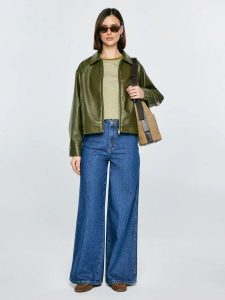 Kurtka damska ze skóry ekologicznej zielona Mackenzie 301. Zielone kurtki Big Star, l, bez wzorów, ze skóry ekologicznej, bez kaptura. Za 329,99 zł.