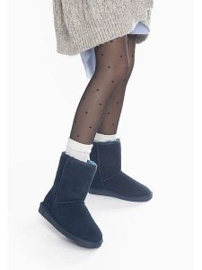 Gooce Skórzane botki zimowe "Fairfield" w kolorze granatowym rozmiar: 36. Niebieskie botki Gooce, na zimę, bez wzorów, ze skóry, bez obcasa, bez zapięcia. Za 193,24 zł.