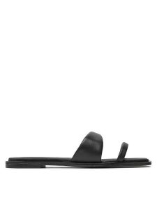 Calvin Klein Klapki Flat Slide Lth HW0HW02071 Czarny. Czarne klapki Calvin Klein, bez wzorów, ze skóry, bez obcasa. Za 269,99 zł.