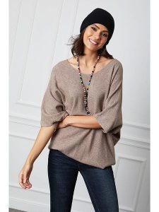 Joséfine Sweter "Dalor" w kolorze szarobrązowym rozmiar: L. Brązowe swetry oversize Joséfine, l, bez wzorów, z kaszmiru, bez ramiączek. Za 218,05 zł.