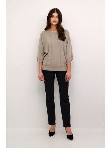 CULTURE Sweter "Gapa" w kolorze beżowym rozmiar: L. Brązowe swetry oversize Culture, l, bez wzorów, z wiskozy, bez ramiączek. Za 176,50 zł.