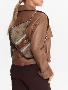 Guess Torebka Erenia HWSO78 38180 Brązowy. Brązowe torebki klasyczne Guess, z aplikacjami, ze skóry, bez dodatków. Za 399,99 zł.