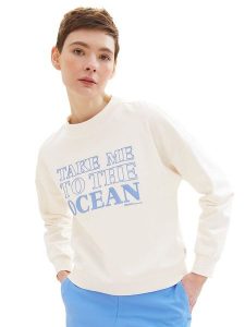 Tom Tailor Bluza w kolorze kremowym rozmiar: L. Brązowe bluzy Tom Tailor, l, bez wzorów, z bawełny, bez kaptura. Za 79,03 zł.
