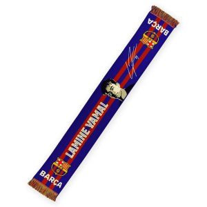 FC Barcelona 25-26, oficjalny szalik - podpisany, Lamine Yamal. Czerwone szaliki FC BARCELONA, bez wzorów. W wyprzedaży za 105,56 zł.