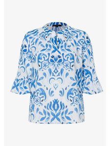 More & More Top w kolorze biało-błękitnym rozmiar: 44. Białe topy More & More, bez wzorów, z bawełny, bez kołnierzyka, bez ramiączek. Za 92,86 zł.