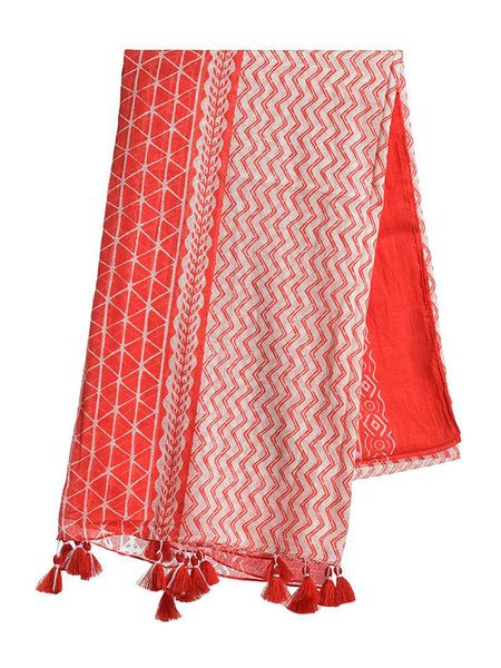 BLE Szal w kolorze czerwono-białym - 180 x 100 cm rozmiar: onesize. Czerwone szaliki BLE, z aplikacjami, z bawełny. Za 28,45 zł.