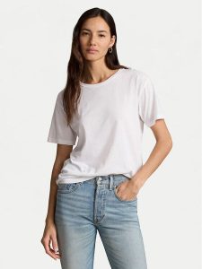 Polo Ralph Lauren T-Shirt 211891561001 Biały Relaxed Fit. Białe t-shirty Polo Ralph Lauren, xs, bez wzorów, z bawełny, bez kołnierzyka, bez ramiączek. Za 249,99 zł.