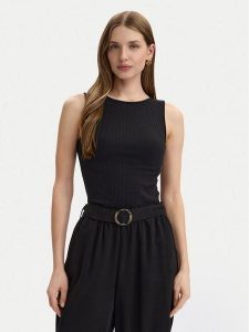 Vero Moda Top Ruby 10342997 Czarny Slim Fit. Czarne topy Vero Moda, s, bez wzorów, z bawełny, bez kołnierzyka, bez ramiączek. Za 79,99 zł.