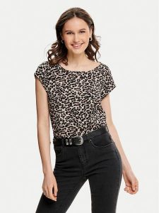 ONLY Bluzka Vic 15161116 Brązowy Regular Fit. Brązowe bluzki ONLY, bez wzorów, z syntetyku, bez kołnierzyka, bez ramiączek. Za 69,99 zł.