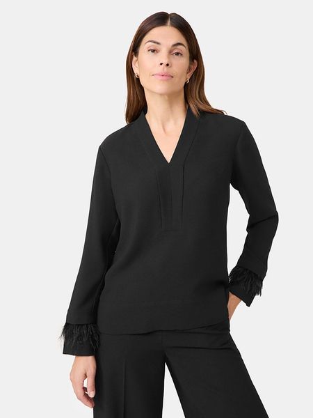 Gerry Weber Bluzka w kolorze czarnym rozmiar: 38. Czarne bluzki Gerry Weber, bez wzorów, bez kołnierzyka, bez ramiączek. Za 130,81 zł.