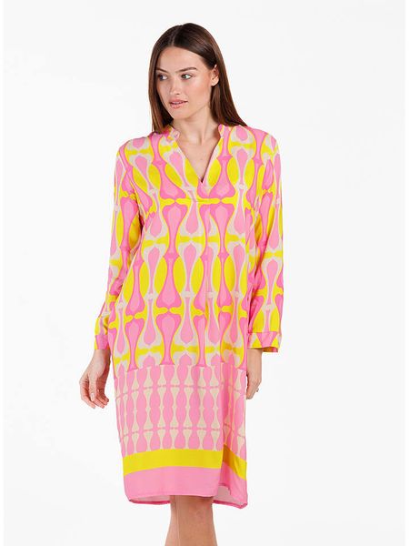 KEY LARGO Sukienka w kolorze jasnoróżowo-żółtym rozmiar: S. Różowe sukienki KEY LARGO, na co dzień, s, bez wzorów, z wiskozy, bez kołnierzyka, bez ramiączek, midi, proste. Za 88,02 zł.