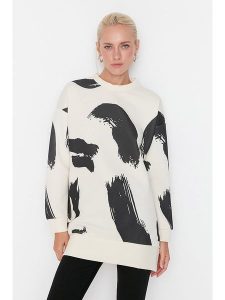 Trendyol Bluza w kolorze kremowo-czarnym rozmiar: M. Brązowe bluzy Trendyol, m, bez wzorów, bez kaptura. Za 65,85 zł.