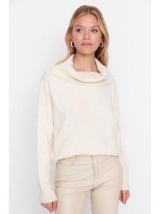 Trendyol Sweter w kolorze kremowym rozmiar: L. Brązowe swetry oversize Trendyol, l, bez wzorów, ze splotem, bez ramiączek. Za 61,17 zł.