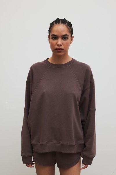 Bluza damska z przeszyciami w kolorze PURPLE TAUPE - NORD. Fioletowe bluzy Marsala, m, bez wzorów, z bawełny, bez kaptura. Za 319,90 zł.