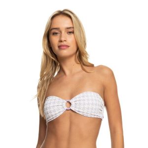 Góra od stroju kąpielowego ROXY Check It Bandeau. Czerwone bikini Roxy, bez wzorów. Za 94,99 zł.