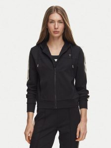 Guess Bluza V6BQ02 K6254 Czarny Slim Fit. Czarne bluzy Guess, m, z aplikacjami, z wiskozy, bez kaptura. Za 394,99 zł.