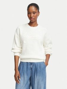 Guess Sweter W6BR27 Z1409 Kremowy Regular Fit. Białe swetry klasyczne Guess, xxl, z bawełny, bez kołnierzyka. Za 474,99 zł.