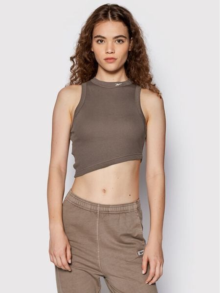 Reebok Top Classics HN6644 Brązowy Slim Fit. Brązowe topy Reebok, l, bez wzorów, z bawełny, bez kołnierzyka, bez ramiączek. Za 59,99 zł.