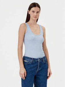 Calvin Klein Top K20K208246 Niebieski Slim Fit. Niebieskie topy Calvin Klein, l, bez wzorów, bez kołnierzyka, bez ramiączek. Za 179,99 zł.