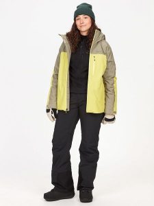Marmot Kurtka narciarska "Lightray" w kolorze beżowo-limonkowym rozmiar: S. Brązowe kurtki sportowe Marmot, s, bez wzorów, z gore-texu, bez kaptura, narciarskie, gore-tex. Za 591,60 zł.