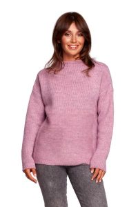 Milutki Sweter z Zabudowanym Dekoltem - Pudrowy. Czerwone kardigany MOE, z materiału. Za 306,94 zł.