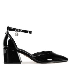 Czółenka Nine West. Czarne czółenka Nine West, bez wzorów, bez obcasa, bez zapięcia. Za 159,99 zł.