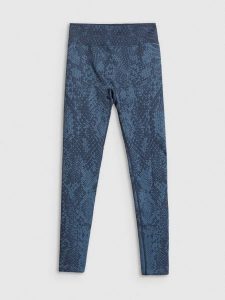 4F Legginsy treningowe bezszwowe damskie - turkusowe M/L. Niebieskie legginsy 4f, bez wzorów, z dzianiny, z podwyższonym stanem. Za 149,99 zł.
