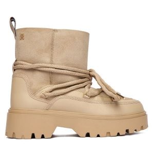 Śniegowce Tommy Hilfiger. Brązowe buty zimowe TOMMY HILFIGER, bez obcasa, bez zapięcia. Za 899,99 zł.
