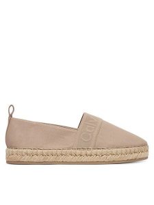 Calvin Klein Espadryle Logo Webbing HW0HW02934 Beżowy. Brązowe espadryle Calvin Klein, bez wzorów, z materiału, bez obcasa. Za 369,99 zł.