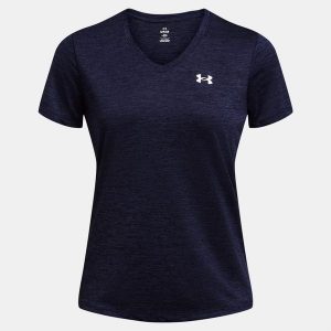 Koszulka szybkoschnąca damska Under Armour UA Tech Twist V-Neck. Niebieskie bluzki Under Armour, xs, bez wzorów, sportowe, bez kołnierzyka, bez ramiączek. Za 94,99 zł.