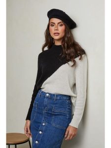 Joséfine Sweter "Csorna" w kolorze biało-czarnym rozmiar: S. Białe swetry oversize Joséfine, s, bez wzorów, z kaszmiru, bez ramiączek. Za 195,99 zł.