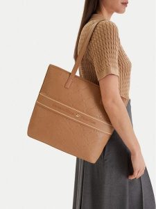 Beverly Hills Polo Club Torebka EO-BHPC-L-012-09 Brązowy. Brązowe shopper bag Beverly Hills Polo Club, bez wzorów, z materiału, bez dodatków. Za 299,99 zł.