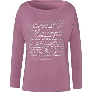 Koszulka w kolorze jasnoróżowym. Czerwone bluzki marki Cross Jeans, z nadrukiem, z dekoltem w łódkę, z długim rękawem. W wyprzedaży za 58,95 zł.
