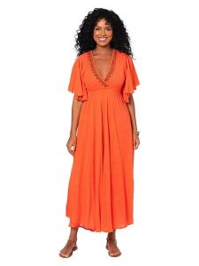 Aller Simplement Sukienka w kolorze pomarańczowym rozmiar: 34-40. Pomarańczowe sukienki Aller Simplement, bez wzorów, z bawełny, bez kołnierzyka, bez ramiączek, maxi. Za 108,99 zł.