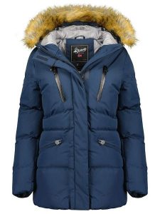 Geographical Norway Kurtka zimowa "Crown" w kolorze granatowym rozmiar: S. Niebieskie kurtki Geographical Norway, na zimę, s, bez wzorów, z puchu, bez kaptura. Za 375,96 zł.