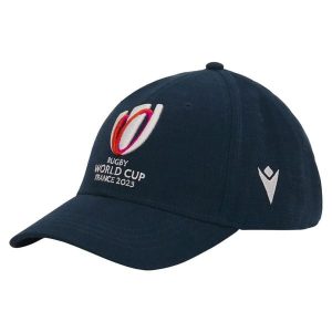 Czapka Macron RWC France 2023. Niebieskie czapki RUGBY WORLD CUP 2023, bez wzorów. Za 121,50 zł.