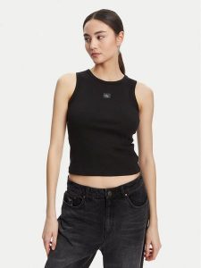 Calvin Klein Jeans Top LV047C201G Czarny Slim Fit. Czarne topy Calvin Klein Jeans, xxl, bez wzorów, z bawełny, bez kołnierzyka, bez ramiączek. Za 99,99 zł.