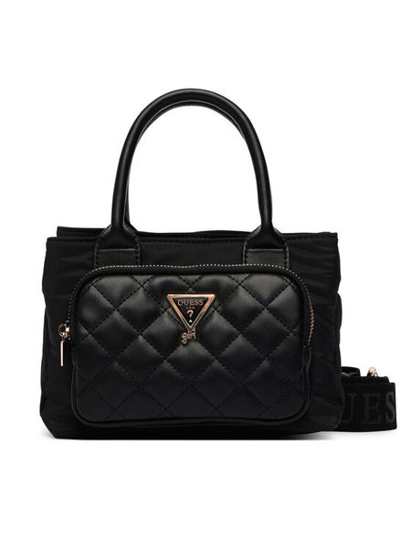 Guess Torebka J6YZ04 W2509 Czarny. Czarne kuferki Guess, z aplikacjami, z materiału, bez dodatków. Za 294,99 zł.