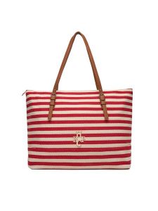 Beverly Hills Polo Club Torebka BHPC-C-014-07 Czerwony. Czerwone shopper bag Beverly Hills Polo Club, bez wzorów, z materiału, bez dodatków. Za 229,99 zł.