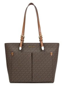 Michael Kors Shopper bag w kolorze ciemnobrązowym - 37 x 26 x 17 cm rozmiar: onesize. Brązowe shopper bag Michael Kors, bez wzorów, z materiału, na ramię, bez dodatków. Za 785,09 zł.