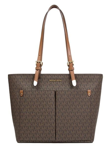 Michael Kors Shopper bag w kolorze ciemnobrązowym - 37 x 26 x 17 cm rozmiar: onesize. Brązowe shopper bag Michael Kors, bez wzorów, z materiału, na ramię, bez dodatków. Za 785,09 zł.